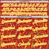 Custom Stitched Red Gold-White 3D Pattern Design Line Sports Pullover Sweatshirt Hoodie