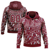 Custom Stitched Crimson White 3D Pattern Design Line Sports Pullover Sweatshirt Hoodie
