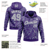 Custom Stitched Purple Gray-White 3D Pattern Design Line Sports Pullover Sweatshirt Hoodie