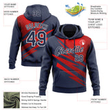 Custom Stitched Navy Red-White 3D Pattern Design Line Sports Pullover Sweatshirt Hoodie
