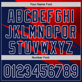 Custom Stitched Navy Red-White 3D Pattern Design Line Sports Pullover Sweatshirt Hoodie