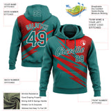 Custom Stitched Teal Red-White 3D Pattern Design Line Sports Pullover Sweatshirt Hoodie