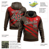 Custom Stitched Brown Red-White 3D Pattern Design Line Sports Pullover Sweatshirt Hoodie