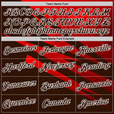 Custom Stitched Brown Red-White 3D Pattern Design Line Sports Pullover Sweatshirt Hoodie