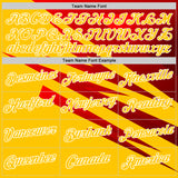 Custom Stitched Yellow Red-White 3D Pattern Design Line Sports Pullover Sweatshirt Hoodie