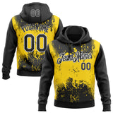 Custom Stitched Black Yellow-White 3D Pattern Design Abstract Splatter Grunge Art Sports Pullover Sweatshirt Hoodie