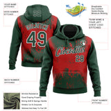 Custom Stitched Green Red-White 3D Pattern Design Abstract Splatter Grunge Art Sports Pullover Sweatshirt Hoodie