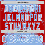 Custom Stitched Light Blue Red-White 3D Pattern Design Abstract Splatter Grunge Art Sports Pullover Sweatshirt Hoodie