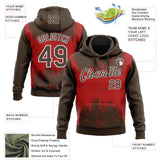 Custom Stitched Brown Red-White 3D Pattern Design Abstract Splatter Grunge Art Sports Pullover Sweatshirt Hoodie