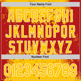 Custom Stitched Yellow Red-White 3D Pattern Design Abstract Splatter Grunge Art Sports Pullover Sweatshirt Hoodie