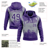 Custom Stitched Purple Gray-White 3D Pattern Design Abstract Splatter Grunge Art Sports Pullover Sweatshirt Hoodie