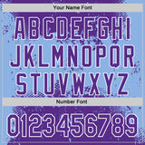 Custom Stitched Purple Light Blue-White 3D Pattern Design Abstract Splatter Grunge Art Sports Pullover Sweatshirt Hoodie