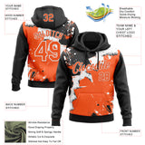 Custom Stitched Black Orange-White 3D Pattern Design Splash Torn Paper Style Sports Pullover Sweatshirt Hoodie