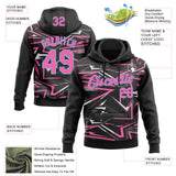Custom Stitched Black Pink Light Blue-White 3D Pattern Design Line Sports Pullover Sweatshirt Hoodie