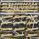 Custom Stitched Black Old Gold-White 3D Pattern Design Line Sports Pullover Sweatshirt Hoodie