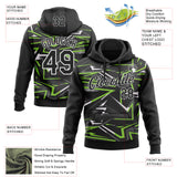 Custom Stitched Black Neon Green-White 3D Pattern Design Line Sports Pullover Sweatshirt Hoodie