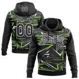 Custom Stitched Black Neon Green-White 3D Pattern Design Line Sports Pullover Sweatshirt Hoodie