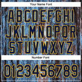 Custom Stitched Blue Navy-Gold 3D Pattern Design Tree Camo Hunting Sports Pullover Sweatshirt Hoodie