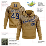 Custom Stitched Old Gold Navy-Cream 3D Pattern Design Tree Camo Gradient Hunting Sports Pullover Sweatshirt Hoodie