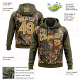 Custom Stitched Olive Old Gold-Cream 3D Pattern Design Tree Camo Hunting Sports Pullover Sweatshirt Salute To Service Hoodie