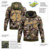 Custom Stitched Olive Old Gold-Cream 3D Pattern Design Tree Camo Hunting Sports Pullover Sweatshirt Salute To Service Hoodie