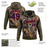 Custom Stitched Olive Navy-Fire Red 3D Pattern Design Tree Camo Hunting Sports Pullover Sweatshirt Salute To Service Hoodie