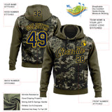 Custom Stitched Olive Navy-Yellow 3D Pattern Design Tree Camo Hunting Sports Pullover Sweatshirt Salute To Service Hoodie