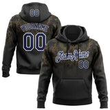 Custom Stitched Black Navy-White 3D Pattern Design Tree Camo Hunting Sports Pullover Sweatshirt Hoodie
