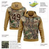 Custom Stitched Old Gold Brown-Cream 3D Pattern Design Tree Camo Hunting Sports Pullover Sweatshirt Hoodie