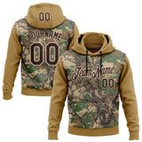 Custom Stitched Old Gold Brown-Cream 3D Pattern Design Tree Camo Hunting Sports Pullover Sweatshirt Hoodie