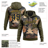 Custom Stitched Olive Navy-Yellow 3D Pattern Design Tree Camo Hunting Sports Pullover Sweatshirt Salute To Service Hoodie