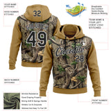 Custom Stitched Old Gold Black-White 3D Pattern Design Tree Camo Hunting Sports Pullover Sweatshirt Hoodie