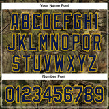 Custom Stitched Old Gold Navy-Yellow 3D Pattern Design Tree Camo Hunting Sports Pullover Sweatshirt Hoodie