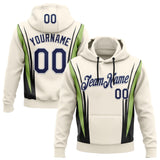 Custom Stitched Cream Navy Black Green-White 3D Pattern Design Sportswear Pullover Sweatshirt Hoodie