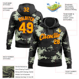 Custom Stitched Black Gold-Orange 3D Pattern Design Camo Sportswear Pullover Sweatshirt Hoodie