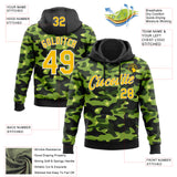 Custom Stitched Black Yellow-White 3D Pattern Design Camo Military Sportswear Pullover Sweatshirt Hoodie