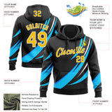 Custom Stitched Black Yellow Blue-White 3D Pattern Design Sportswear Pullover Sweatshirt Hoodie