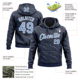 Custom Stitched Navy Light Blue-White 3D Pattern Design Slant Lines Sports Pullover Sweatshirt Hoodie
