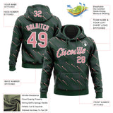 Custom Stitched Green Medium Pink-White 3D Pattern Design Slant Lines Sports Pullover Sweatshirt Hoodie