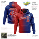 Custom Stitched Royal Red-White 3D Pattern Design Gradient Line Sports Pullover Sweatshirt Hoodie
