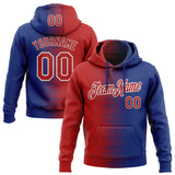 Custom Stitched Royal Red-White 3D Pattern Design Gradient Line Sports Pullover Sweatshirt Hoodie