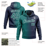 Custom Stitched Navy Teal-White 3D Pattern Design Gradient Line Sports Pullover Sweatshirt Hoodie