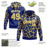Custom Stitched Royal Yellow-White 3D Pattern Design Abstract Network Sports Pullover Sweatshirt Hoodie