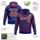 Custom Stitched Royal Red-White 3D Pattern Design Abstract Network Sports Pullover Sweatshirt Hoodie