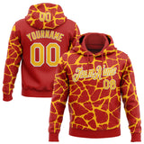 Custom Stitched Red Gold-White 3D Pattern Design Abstract Network Sports Pullover Sweatshirt Hoodie