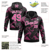 Custom Stitched Black Pink-White 3D Pattern Design Curve Lines Sports Pullover Sweatshirt Hoodie