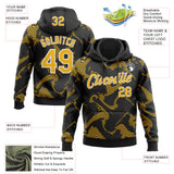 Custom Stitched Black Gold-White 3D Pattern Design Curve Lines Sports Pullover Sweatshirt Hoodie