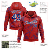 Custom Stitched Red Royal-White 3D Pattern Design Curve Lines Sports Pullover Sweatshirt Hoodie