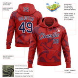 Custom Stitched Red Navy-White 3D Pattern Design Curve Lines Sports Pullover Sweatshirt Hoodie