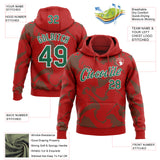 Custom Stitched Red Kelly Green-White 3D Pattern Design Curve Lines Sports Pullover Sweatshirt Hoodie